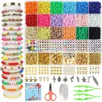 FELIXLEO Ketten und Armband Set Perlen zum Auffädeln Kit 18 Farbe 2mm Perlen Weihnachtsgeschenk (1-tlg)