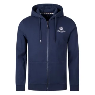 Aquascutum Active - Marineblauer Hoodie mit kleinem Logo und durchgehendem Reißverschluss