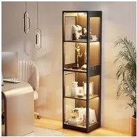 BROTTAR Glasvitrine Ausstellungsschrank mit Glastür, 4-stufiger Kuriosekabinett (1-St) Helligkeitsregelung, einfacher Aufbau mit Kippschutz