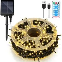 Clanmacy LED-Lichterkette 30M 300 LED Solar Lichterkette Solarleuchte Außen Garten Warmweiß, Wasserdicht