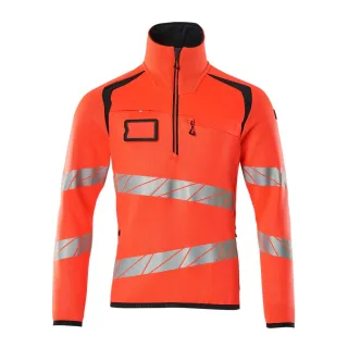 MASCOT Herren Strickpullover mit kurzem Reißverschluss ACCELERATE SAFE Hi-vis Rot / Schwarzblau 4XL - 19005-351-22210-4XL