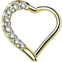 Taffstyle Augenbrauenpiercing Ohrpiercing Herz Helix Tragus Piercing Ring mit Kristalle Clicker (Herz-Piercing mit Kristallen und Scharnier – links oder rechts tragbar), Herz Kristall GLitzer Septum Nase Lippe Knorpel Piercing