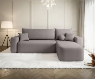 Ecksofa Schlafsofa Sofa AGEPO Stoff Curio Grau Ottomane Rechts