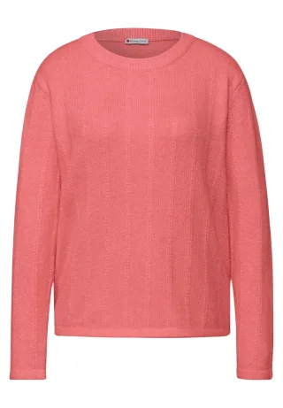Street One - Strukturpullover striking coral mel. - Gr. - 44