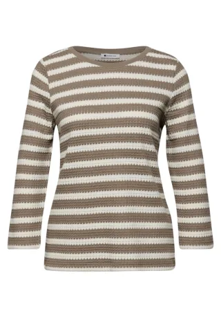 Street One - Gestreiftes Shirt beige/braun - Gr. - 36