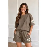 Worldclassca T-Shirt & Shorts Worldclassca Damen Zweiteiler Oversize SET Shirt + Shorts Jogginganzug (Shirt+Short) Neue Kollektion - Stilvolle und gemütliche Mode für Damen