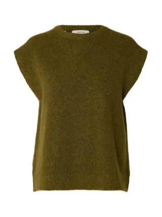 selected women - SLWLULU SL KNIT VEST NOOS Fir Green - Gr. - M