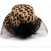 Kaiser24 Diadem Mini Hut Haarreif Leopard Damen mit Feder – Fascinator Accessoire
