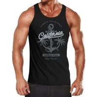 Neverless Tanktop Herren Tank-Top Anker Palmen Anchor Palms Muskelshirt Muscle Shirt Slim Fit Baumwolle Neverless® mit Print