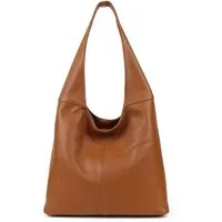 ITALYSHOP24 Shopper Made in Italy Damen echtes Leder Tasche Schultertasche Umhängetasche, Hobo Bag große Hauptfach Alltagstasche mit viel Stauraum leicht bequem