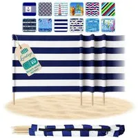 Lantigo Windschutz Sichtschutz Sonnenschutz Strandparavent aus Mikrofaser – portabel, (Klassische Streifen, Länge: 4 m), - Faltbarer Sonnenschutz für Strand, Camping & Garten