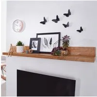 FINEBUY Wandregal SuVa2532_1 Massivholz Akazie Holzregal Landhausstil Wandboard, Hängeregal modern Wandboard Echtholz Regal, MUMBAI 60 cm Akazie Massivholzregal
