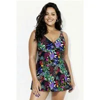 Ulla Popken Badekleid Badekleid Blüten Softcups V-Ausschnitt
