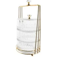 Almina Snackschale Bonboniere-Set aus Glas mit goldfarbenem Gestell, Stapelbar