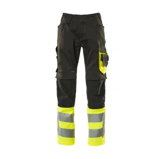 MASCOT Leeds Hose mit Knietaschen SAFE SUPREME Schwarz / Hi-vis Gelb 44 - 15679-860-0917-82C44