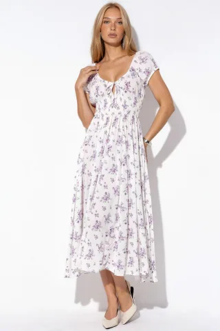 Blumen-Viskose-Maxi-Kleid