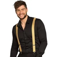 Boland Kostüm Hosenträger Gold – Basic Y-Form verstellbar für Unisex, Karneval, verstellbar - klassisch mit Clips zu befestigen