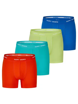 Happy Shorts Herren Retro Boxer Neon 4-Pack Retroshorts, Vintage Boxer,
