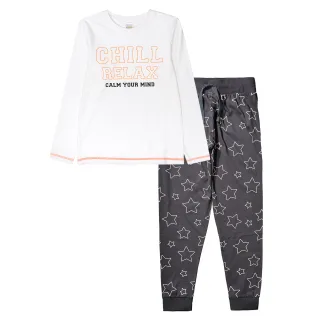STACCATO - Pyjama mit Wording-Print offwhite?/anthra aop - Gr. - 152