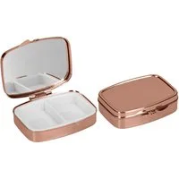 kwmobile Pillendose 2x Edelstahl Tablettenbox mit 2 Fächern - 5,5 x 4 x 1,5cm (2 St), Pillendose klein Tablettendose Tragbare Pillenbox Medikamentenbox Dose