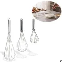 LS-LebenStil Schneebesen Edelstahl Rührbesen 3´er Set 21cm 26cm 31cm mit Aufhängeöse, Küchenhelfer zum Backen, Kochen, für Saucen, Teig, Sahne und Eier