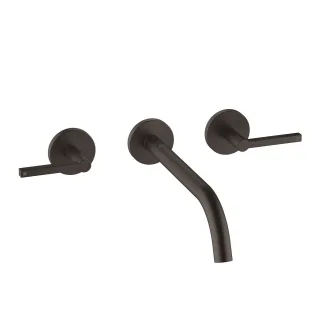 KLUDI NOVA FONTE 3-Loch-Waschtisch PURISTIC Unterputz-Wandarmatur 240 mm mattschwarz 201463915