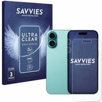 Savvies Displayschutzfolie Schutzfolie für Apple iPhone 16 (Display+Kamera), 6 Stück, Displayschutz Schutz Folie Klar Transparent