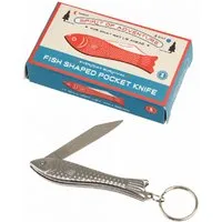 Rex London Schlüsselanhänger Fisch mit Messer (Edelstahl, 1-tlg., Schlüsselmesser), ca. 11,2 x 2,5 x 1,7 cm