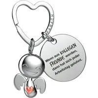 FABACH Schlüsselanhänger Schutzengel Happy mit Herz & "Beste Kollegin" Gravur