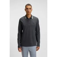 BOSS GREEN Langarm-Poloshirt Plisy mit Streifen am Kragen