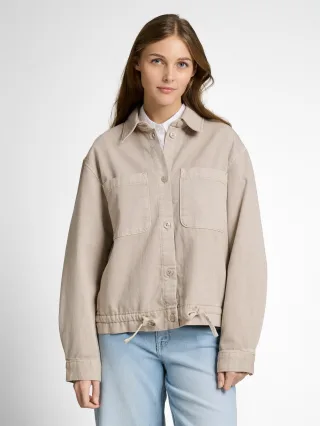 Denim Tom Tailor - Lightweight Jeansjacke mit Kordelzug cloud grey - Gr. - XXL