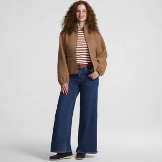 Bouclé-Fleecejacke in Petite-Größe, Damen, size: petite, Braun, Polyester, by Lands' End
