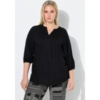 Ulla Popken Tunika Bluse Biesen Tunika-Ausschnitt 3/4-Ballonarm