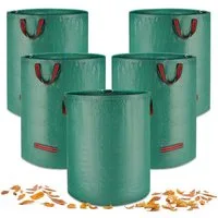 SURFOU Gartensack 5er Pack 272L Gartenabfallsack Laubsack reißfest PP-Gewebe, Laubsack wasserdicht faltbar selbststehend mit 4 Griffen