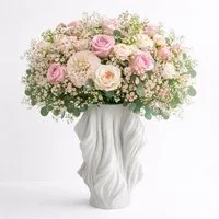 Online-Fuchs Tischvase - moderne Deko Vase aus Keramik - Weiß, 28 cm groß (leichte Rillenoptik, große Öffnung mit 10 cm), modern - stilvoll - elegant - außergewöhnlich
