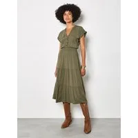Apricot Midikleid Utility-Midaxi-Kleid mit Stufen