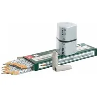 Faber-Castell Bleistift GRIP 2001 Bleistift-Set HB silber mit Radierer 1 Set