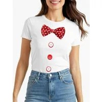 MoonWorks Print-Shirt Damen T-Shirt Fliege Knöpfe Schleife Clown Fasching Fastnacht mit Print