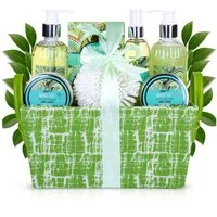 BRUBAKER Pflege-Geschenkbox Damen Dusch- und Badeset mit Weißer Tee und Ingwer Duft Beauty Geschenk für Geburtstag und Weihnachten, 8-tlg., Frauen Geschenkset in Henkelbox