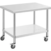 Royal Catering Arbeitstisch 100 x 70 cm Rollbarer Edelstahltisch Gastrotisch Edelstahl 2 Bremsen, verschiedene Größen