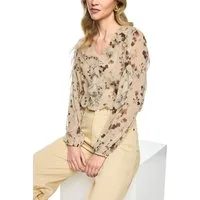 Marc Cain Langarmbluse Fading Flowers Premium Damenmode Blüten-Print, mit Volants