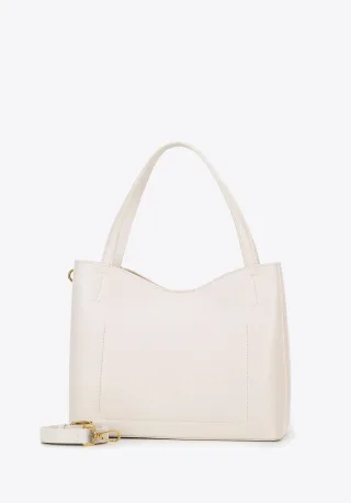 Wittchen Damen-Shopper-Tasche aus Leder mit Geldbörse, Creme, Naturleder