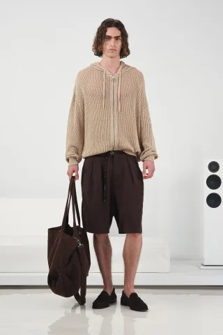 Mitellange Taille Weite Beinform Gürtelschlaufen Tencel Shorts