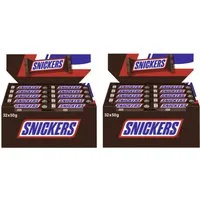 Mars GmbH Süßigkeit SNICKERS Riegel 2x32x50g, Milchschokolade mit Candy-Creme & Erdnüssen