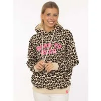 Zwillingsherz Hoodie "Born to roar" Leo Muster, pinker Schriftzug, Kordel, Kapuze, Fronttasche