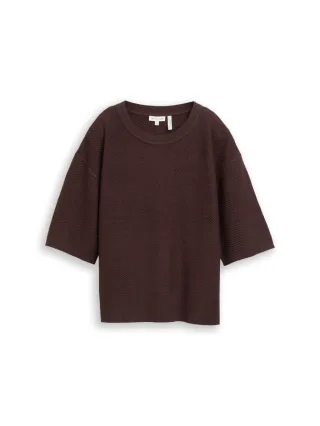 Tom Tailor - Strickshirt mit Struktur braun - Gr. - XS