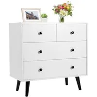 KOMFOTTEU Sideboard, Kommode mit 4 Schubladen mit Kippschutz & praktische Griffe