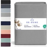 BR-Home Spannbettlaken bis zu 25cm, 100% Baumwolle Jersey Bettlaken, Spannbetttuch 145 g/m², Gummizug: rundum, (1 Stück), Rundumgummi, Atmungsaktiv