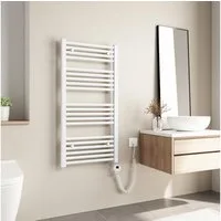MEYKOERS Elektrischer Badheizkörper Gerade Badheizkörper Elektrischer mit Thermostat und Timer-Funktion, Heizkörper Badheizkörper elektrisch mit Heizstab / Timer / Thermostat