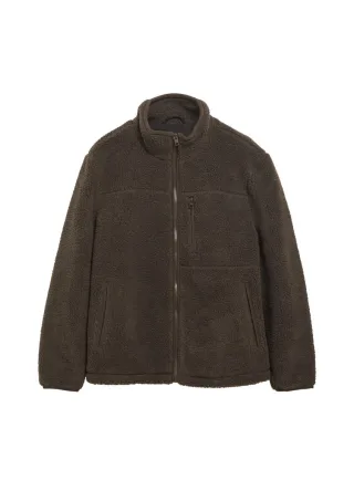 s.Oliver Red Label - Fleecejacke mit Stehkragen braun - Gr. - S